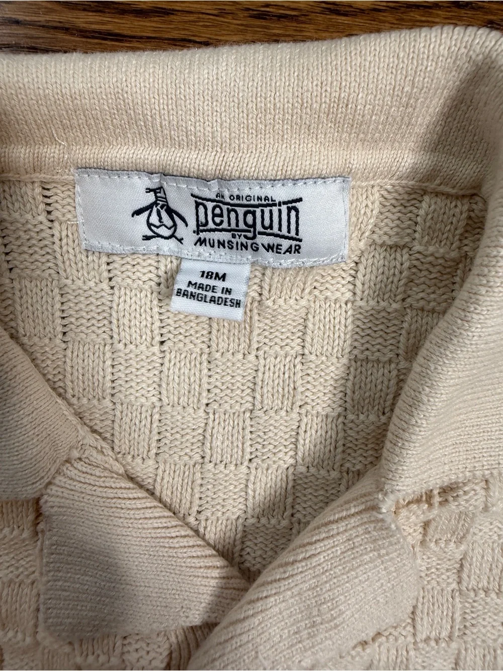 Original Penguin by Munsing Wear Boys Cream Knit Button-Front Sweater Shorts Set